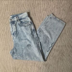 Pacsun High Rise Graphic Straight Leg Light Wash Jeans